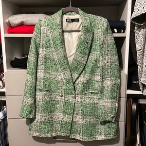 Limited addition Zara plaid men’s style double breasted blazer